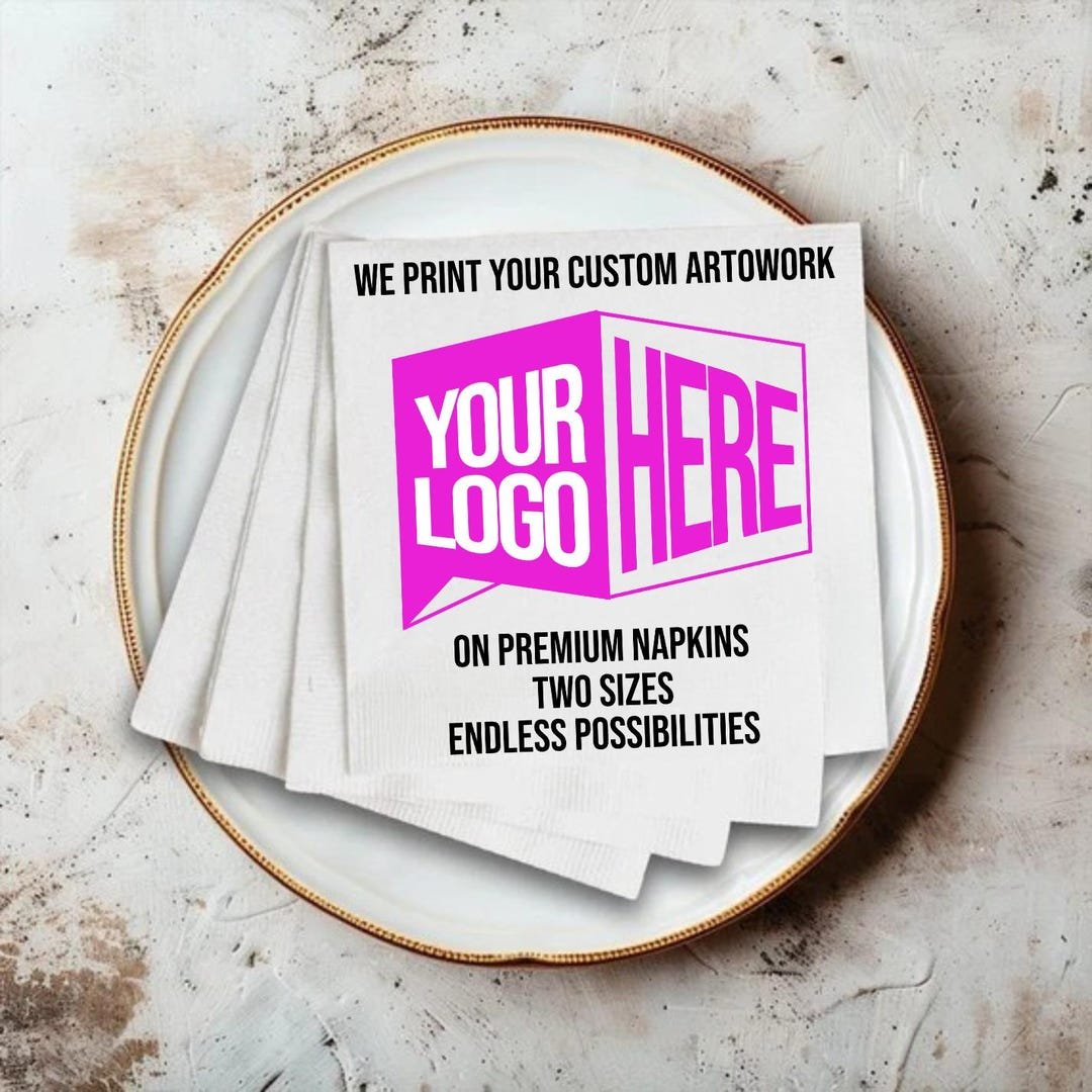 Your Custom Artwork Logo Design Cocktail Napkins, Personalized Beverage ...