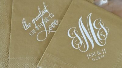 Custom Printed Wedding Napkins Personalized Beverage Napkins
