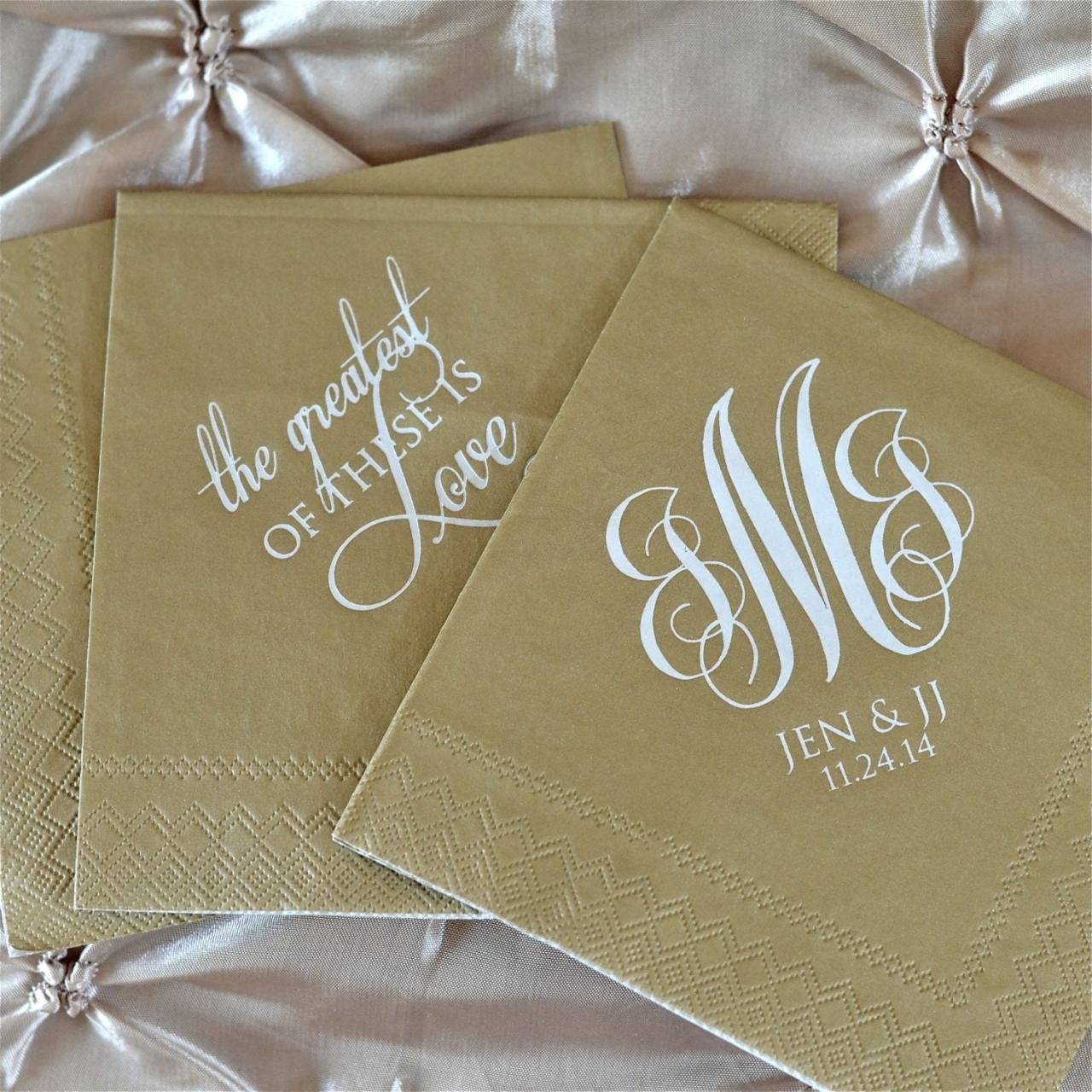 Custom Printed Wedding Napkins Personalized Beverage Napkins